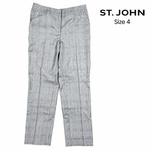 St John Gray Plaid Straight Leg Dress Pants Women's 4 28" Inseam